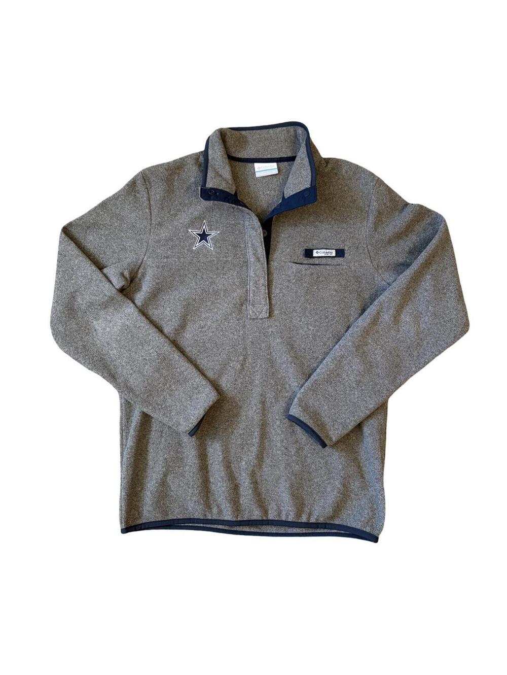 Columbia Women’s Dallas Cowboys Football Fleece Gray 1/4 Snap Size Medium